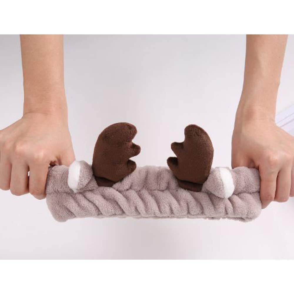 First Try Women's Cute Deer Style Headbands, Soft Spa Makeup Fashion Plush Hairband, Cosplay Hair Accessory - Gray 4