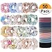 Jastella 50 Pcs Hair Elastic ties Including 20 Assorted Chiffon Flowers Scrunchies 30 Braided Elastic Thick Hair Bands Scrunchy Hair Bow Ties Ropes Scrunchie for Women Girls Hair Accessories