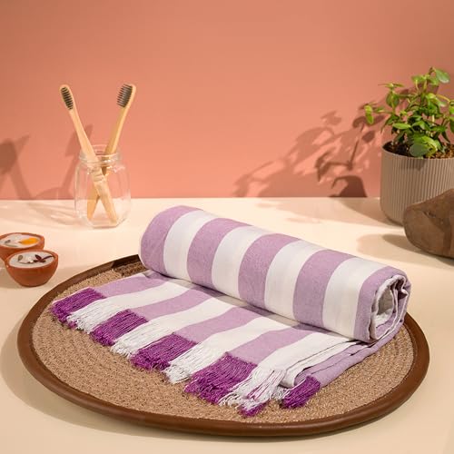 Image of Comforic 100% Bamboo Towels for Bath Large Size | Bamboo Bath Towel for Men & Women | Ultra Soft, Absorbent, Lightweight, Quick Dry Towel for Bath, Beach, Travel, Gym | 75x150 cm - Set of 1 Purple