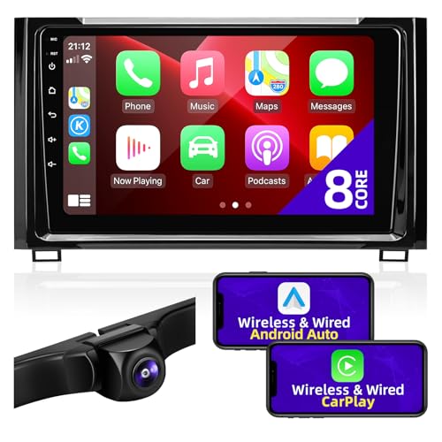 CGOGC Android Car Radio Upgrade Compatible with Wireless Carplay Android Auto 8 core Touchscreen Stereo Bluetooth GPS AM/FM Navigation Backup Camera Media Play Head Unit for Toyota Tundra 2014-2021