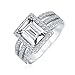 Produktbild Bling Jewelry Art-Deco-Stil 3Ct Rechteck AAA Cz Smaragd Geschnitten Halo Verlobungsring Für Frauen Triple Split Band 925 Sterling Silber