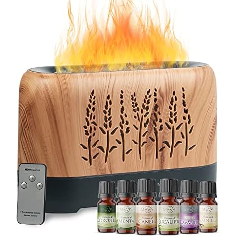 MEVA difusor de aceites esenciales efecto flama con 6 aromas naturales Cover