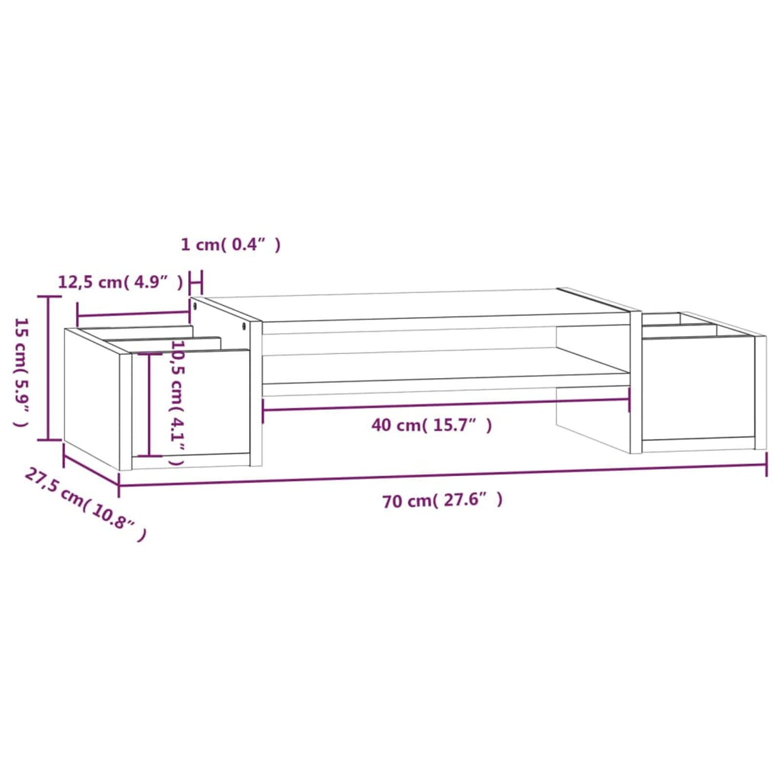 ShGaxin Stojak na monitor, stojak na ekran komputera, stojak na monitor biurko, akcesoria biurowe, akcesoria biurkowe, podstawa monitora, lite drewno sosnowe białe 70 x 27,5 x 15 cm