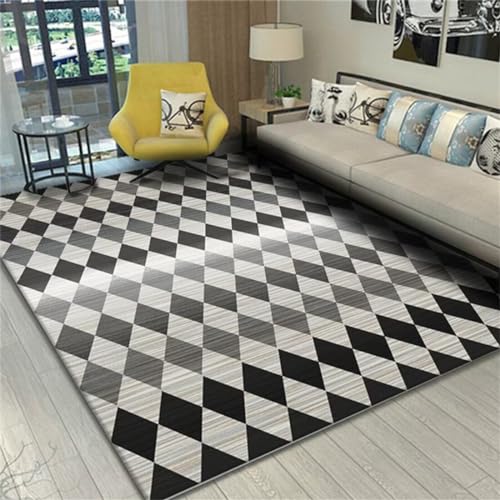 Tapis de salon gris géométrique avec isolation phonique renforcée - 2