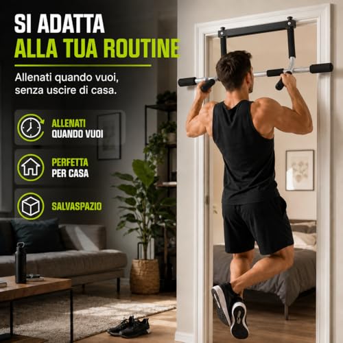 Barra pull up multifunción con agarres acolchados para espalda y abdominales 7