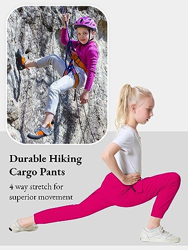 Image of EXARUS Girls Hiking Cargo Pants Joggers Teen Quick Dry Lightweight Slim Fit | Tween Youth Camping Pants Kids Hip Hop Dance Athletic Tapered Lightweight Track Safari Drawstring Woven /Knit 6-14Y
