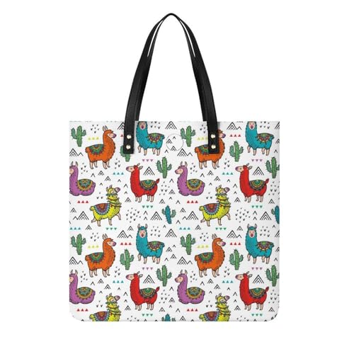 Sac à main shopper cactus alpaga coloré pour femmes | Grand tote bag de voyage en tissu 39x39cm