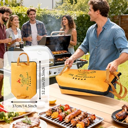 Image of 21in BBQ Blanket for Resting Meat, Thermal Insulated Smoked Meat Bag for Turkey, Beef, Brisket and Pork Shoulder, Portable Outdoor Camping Picnic Kitchen Supplies, Ideal Gift for Men