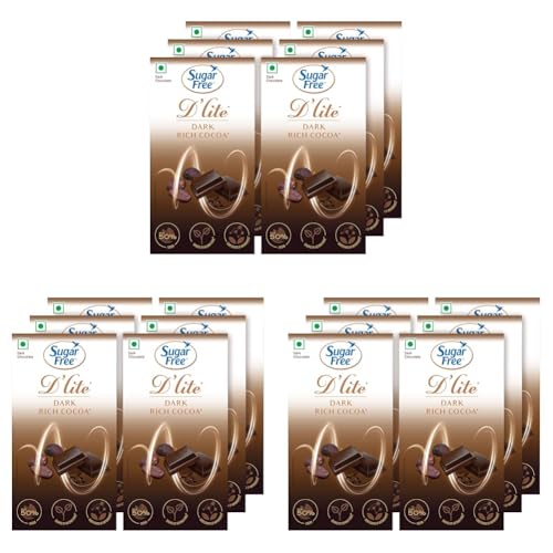 Image of Sugar Free D'Lite Rich Cocoa Dark Chocolate Bar, 40Gm (Pack of 18)