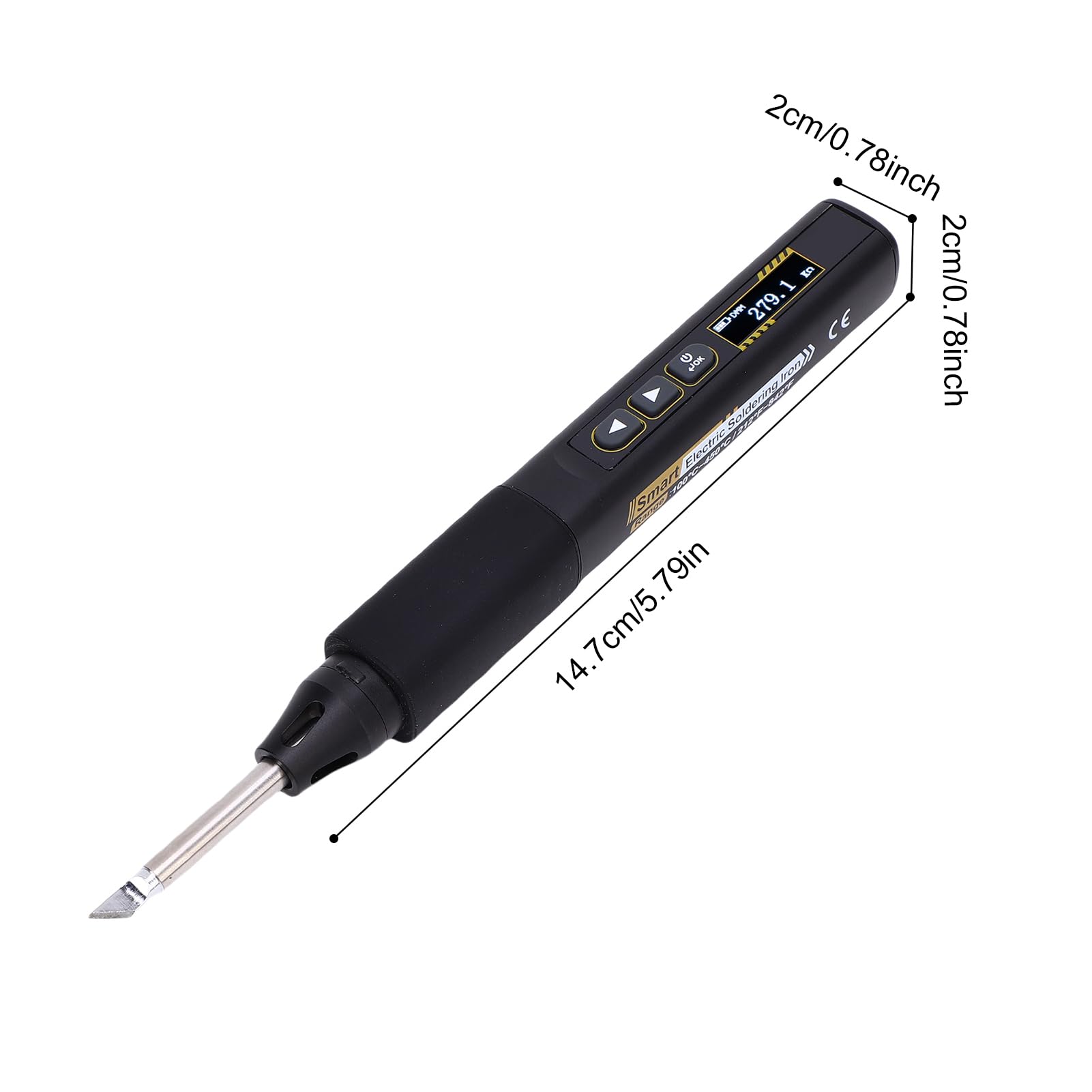 Kit saldatore portatile 2 in 1, display OLED, temperatura regolabile (Nera) | Riscaldamento rapido e spegnimento automatico con puntali per multimetro per test elettrici