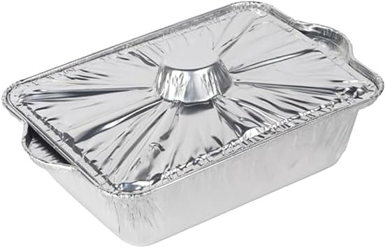 Disposable Foil Pan with Lid 11.81X7.48 Inch Aluminium Foil Baking Tray for Oven Roasting BBQ Picnic Food Storage and Cooking
