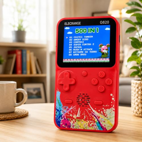 Image of G620 Handheld Game Console for Kids with 500 Built-in Retro Games, 3.0 Inch Colour LCD Screen, Rechargeable Portable Video Game Player with TV AV Output, USB Charging Cable, Multicolour