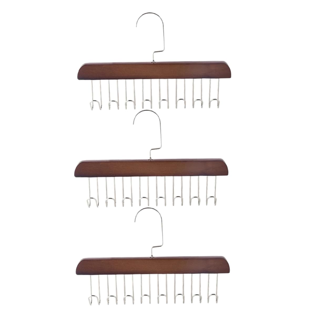 KOMBIUDA 3pcs Multifunctional Closet Hanger with Hooks Space Saving Organizer for Ties Belts Scarves Vintage Wooden Design for Wardrobe Storage