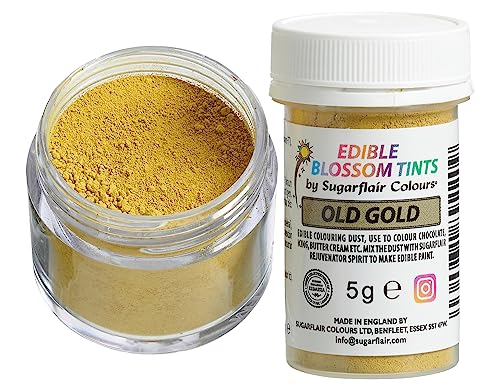 Sugarflair Blossom Tint Dust Old Gold - Colorante Alimentario, Polvo Colorante Comestible para Tartas, Masa de Azúcar, Glaseado, Chocolate, Crema de Mantequilla, Macarrones - 5g