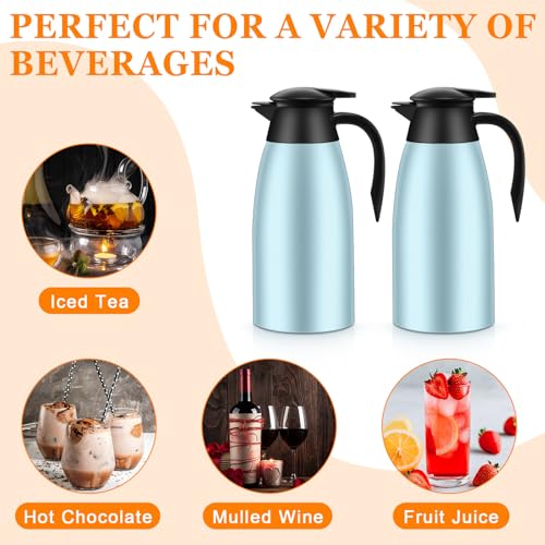Image of Norme 2 Pcs Thermal Coffee Carafe Insulated Stainless Steel Coffee Carafe for Hot Liquid Vacuum Thermal Pot Creamer Pitcher Dispenser with Brushes Keeping Hot Water Milk(Blue)