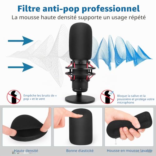 Filtre Pop pour Hyperx Quadcast s en Mousse et Fourrure...
