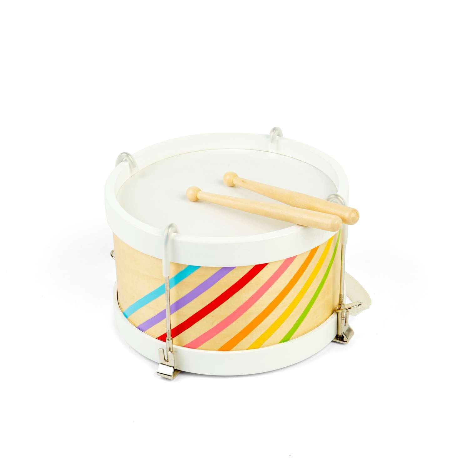 Bigjigs Toys Trommel - 3-teiliges Holz-Regenbogen-Trommelset für Kleinkinder & Kinder, Musikalisches Trommelspielzeug, Schlaginstrumente & Zubehör, Geschenke für Kleinkinder & Kinder, ab 3 Jahren