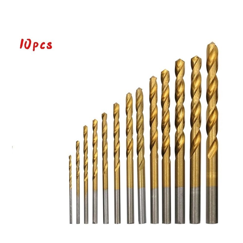 10 pezzi 1-10 mm HSS 4241 punte da trapano in acciaio rapido punte elicoidali set di utensili for punzonatura di metalli rivestiti in titanio utensili for lavorazione del legno(8mm)