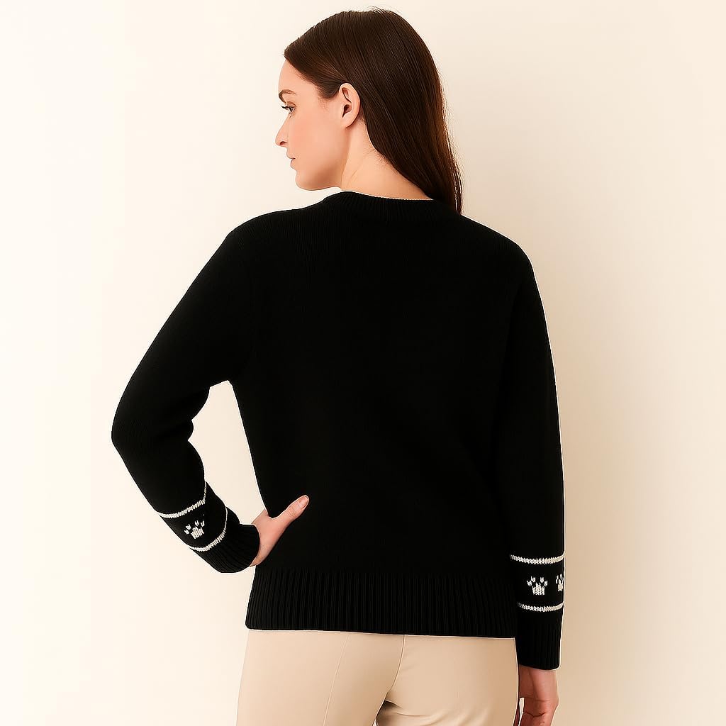 Custom Dog Knit Sweater for Women Personalized Pet Paw Print Pullover Dog Mom Gift Christmas for Pet Lovers - Image 3