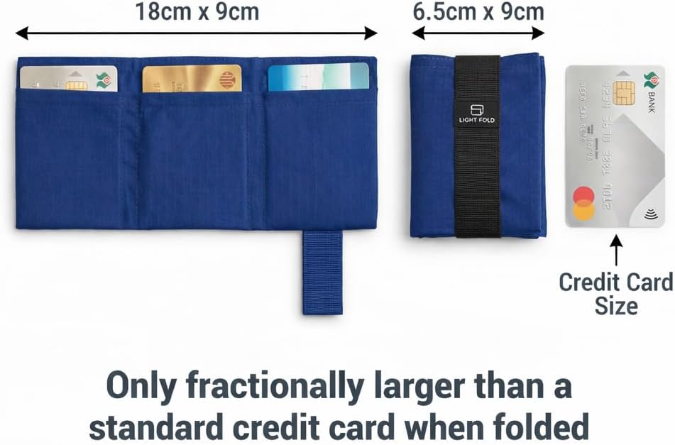 LIGHT FOLD Ultra Slim Tri-Fold Wallet with RFID Blocking, Lightweight Minimalist Men’s Wallet with Elastic Band, Waterproof Durable Nylon Fabric, Slim Front Pocket Card Holder Fits 12 Cards & Cash - Image 2