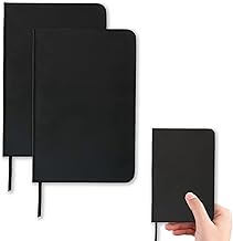 2 Pack Notebook Journal, 160 Pages Pocket Notepad with Waterproof Cover, Mini Memo Pads for Home, School, College, Office, Work, Travel (Black)