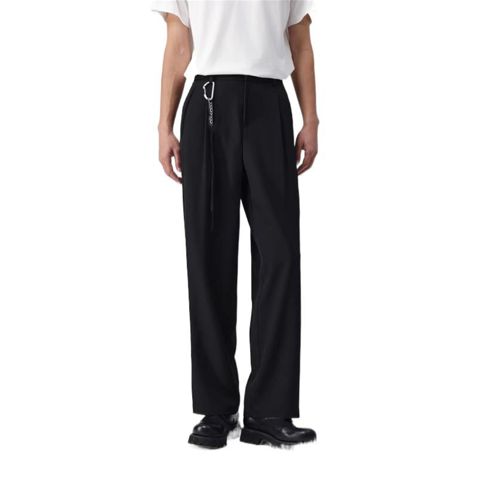 Mens Suit Pants Summer Elastic Waist Straight Leg Business Casual Office Pants for Men