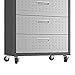 Manhattan Comfort Fortress Collection Convenient Durable Mobile Garage Chest Great for Tools and Supplies, Dark Charcoal Gray/Silver