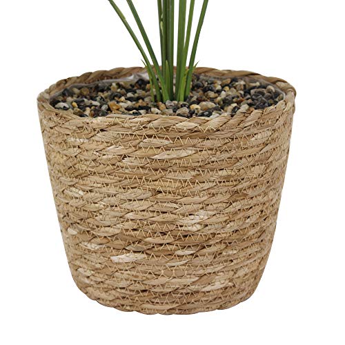 21/22 Inch Artificial Elephant Ear Plant In Basket For Home Decor Indoor,Faux Green Plants With Seagrass Wicker Baskets #TOP3