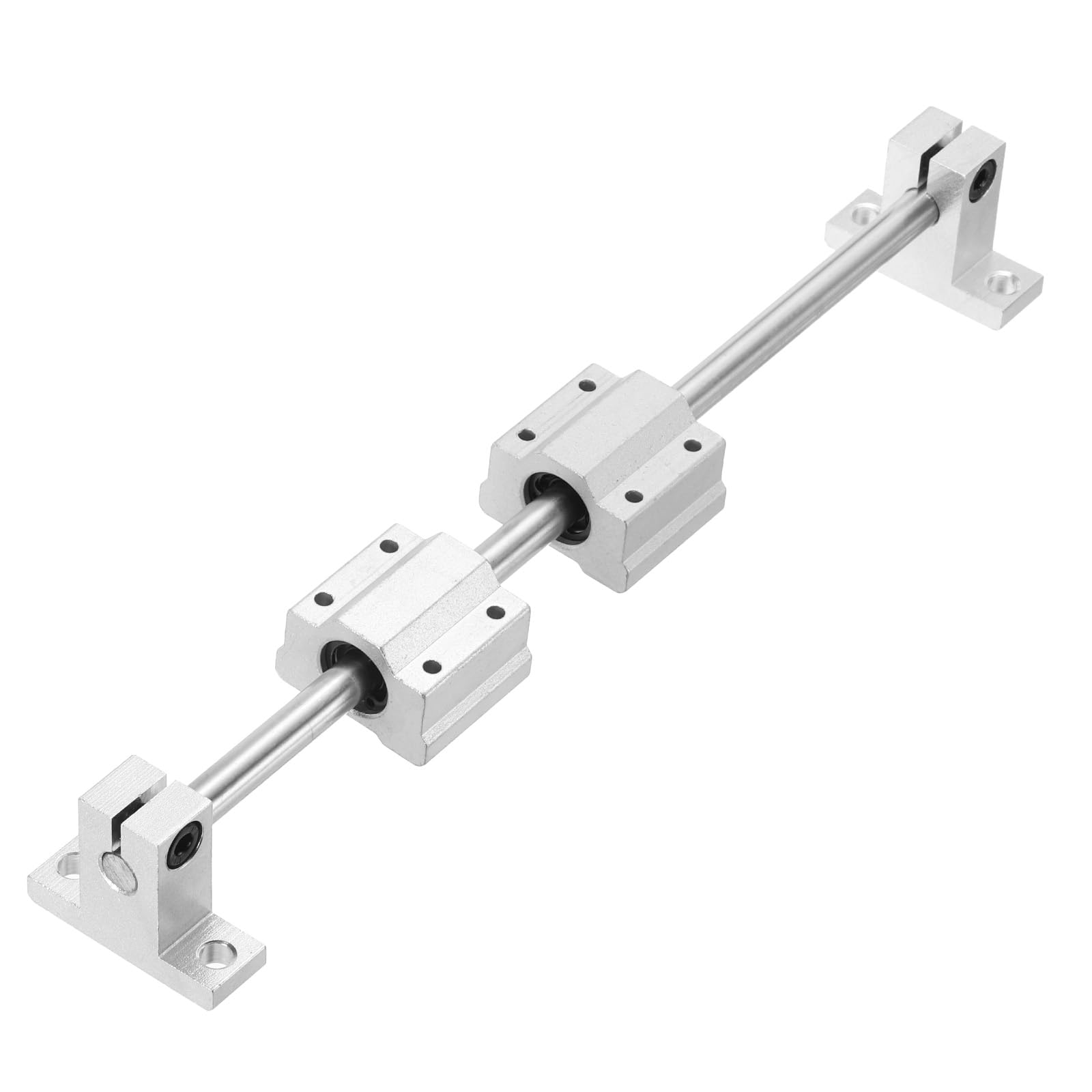 QUARKZMAN 2 Pcs 8mm x 250mm Guida Lineare A Scorrimento Con 4 Pcs Cuscinetti SCS8UU E 4 Pcs Supporti SK8 Set Guida Lineare Per Macchina CNC Stampante 3D, Argento
