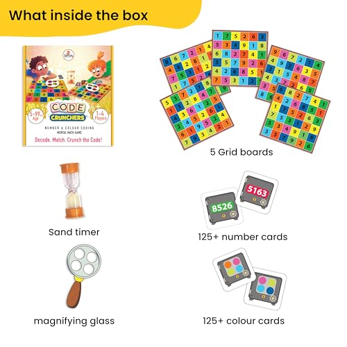 Image of Code Crunchers - Screen-Free Logic & Coding Board Game for Kids, Math Board Game, 250+ Code Cards, 3 Difficulty Levels, Ages 5 to 99, Birthday & Returns Gift for Boys & Girls