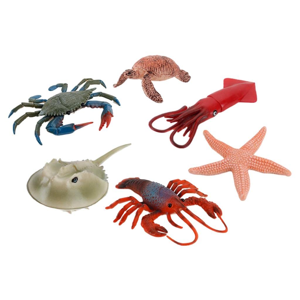Colcolo de Animales Realistas Juguetes de Aprendizaje Adornos de año Artesanías de Juguetes Cognitivos Marinas Modelos de An, 2 Piezas Verde + 4 Piezas Rojo