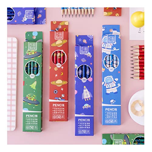 AMTOL estudiantil Juego de lápices de bocetos estándar HB con Tema Espacial, 40 Uds, lápices de Madera, Suministros de Arte de Dibujos Animados, Escuela, Oficina, bocetos, Escritura Cover