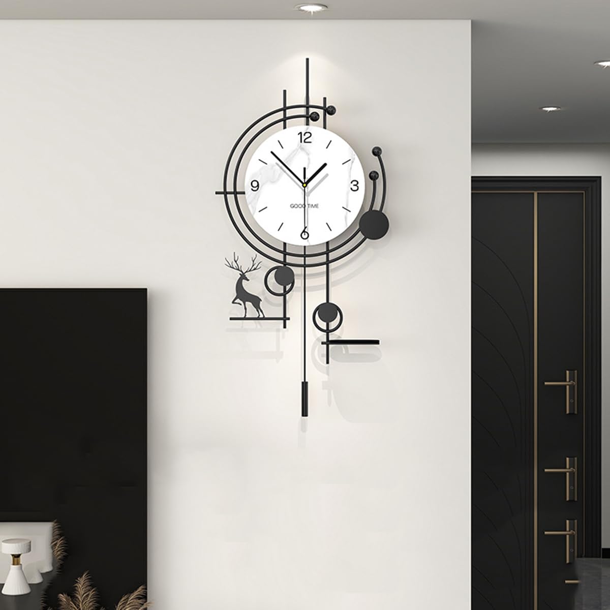 Moderno Stile Nordico Orologio da Parete Creativo Minimalista Decorativo Orologio da Pendolo Silenzioso Alimentato a Batteria Orologio al Quarzo per Soggiorno Camera da letto Ufficio Cucina, 36*72 cm
