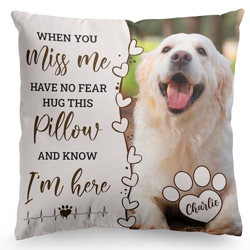 Custom Pet Photo Memorial Throw Pillow, Loss of Dog Sympathy Gift, Personalized...