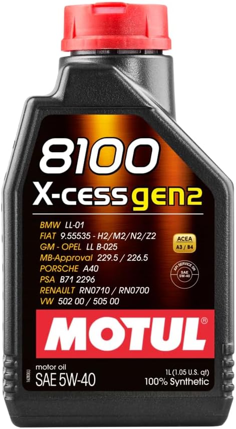 Motul 109774 8100 X-Cess Gen2 5W-40 Motor Oil 1-Liter Bottle