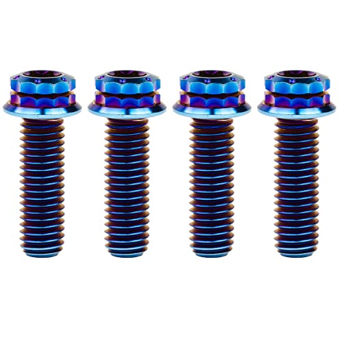 Image of Titanium Flange 12 Point Head M8 x15 20 25 30 35 40 45 50 55 60 65mm Screw Bolt Pack of 4 (M8x25mm, Burning Blue)