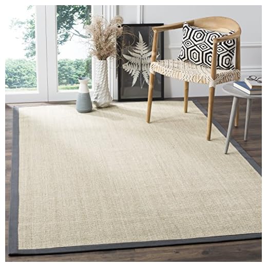 SAFAVIEH Natural Fiber Collection 4' x 6' Marble / Grey NF441B Border Sisal Area Rug