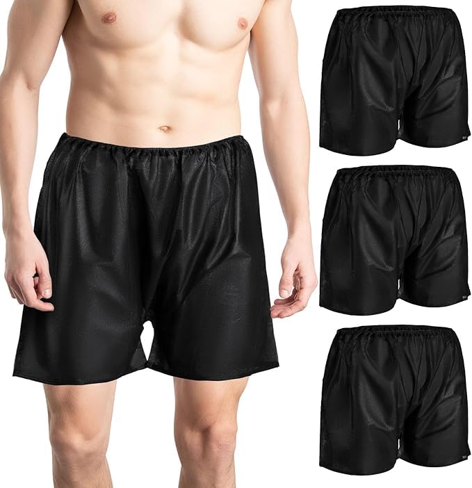 store77 Nidy® Disposable Men Boxer Shorts Non Woven Male Underwear for Patient, Travel, Spa & Massage | Breathable Single Use Disposable Boxers Pack of 10 Black-picture-37
