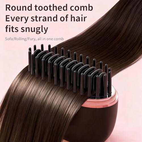 Plancha de pelo portátil mini, peine planchador para mujeres, plancha sin cable recargable, calentamiento rápido con tres controles de temperatura (rosa) miniatura 2