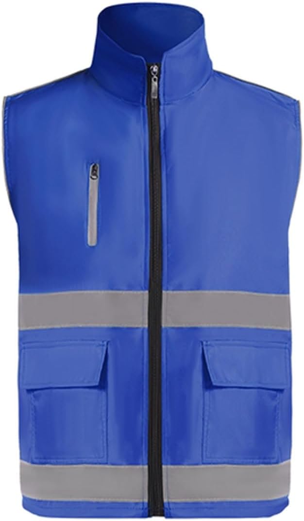 High Visibility Two-Tone Reflective Vests Sports-Men & Women Safety Workwear(Blue,Large)