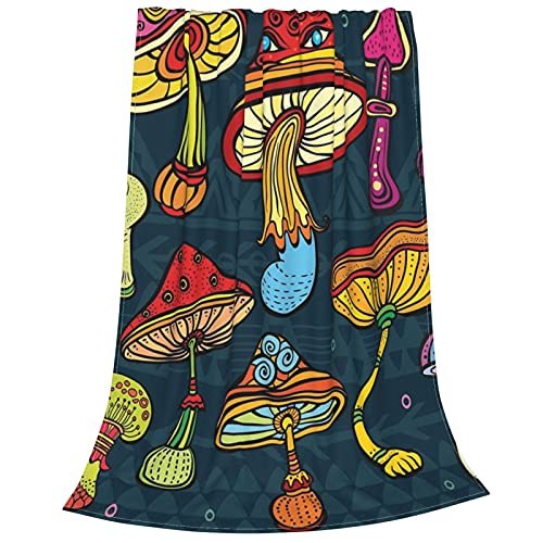 Mushrooms Ornate Doodles With Swirls Eyes Psychedelic Botany And Growth Blanket 50"" X40 Soft And Warm Throw Digital Printed Ultra-Soft Micro Fleece Blanket For Couch Bed Living Room #TOP1