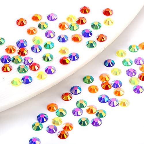 Flatback Rhinestones 21000Pcs Jelly Rhinestones Non-Hotfix Resin Rhinestones Gemstones 6 Colors For Crafts Makeup Face Tumblers Diy Decoration 3/4/5Mm (Rainbow Rhinestones) #TOP5