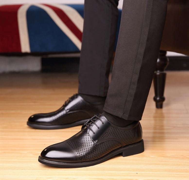 Men's Summer Oxford Shoes Fashion Lace Up Shoes Classic Pointed Toe Shoes Comfort Casual Business Suit Tuxedo Shoes(Black,11)4