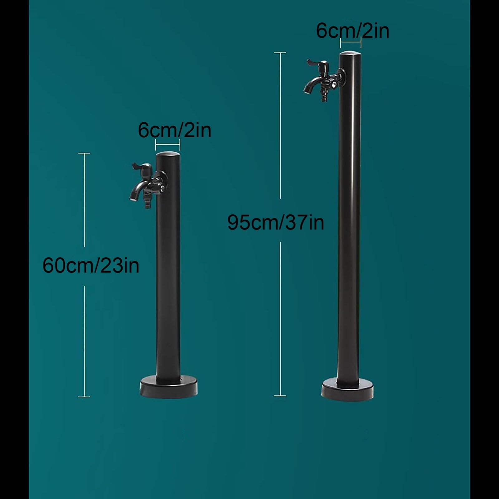 Fuente Jardin Exterior, Grifo de Doble Salida con Pistola Rociadora, Columna de Agua Independiente para Jardín, Grifo Exterior Sencillo de Acero Inoxidable(60 * 6cm/23 * 2in)