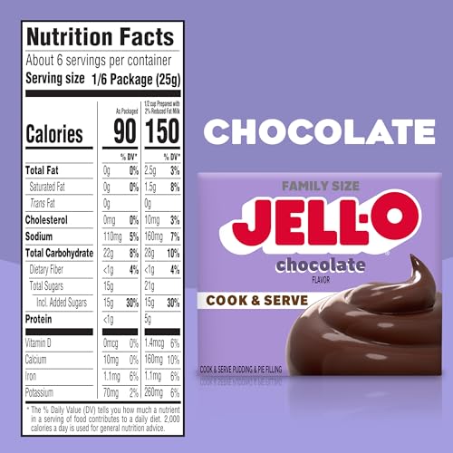 Image of Jell-O Cook & Serve Chocolate Flavor Pudding & Pie Filling Mix, Family Size, 5 oz Box