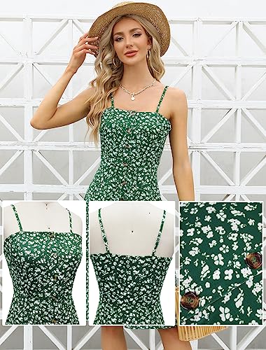 Image of Berydress Women's Casual Beach Summer Dresses 2026 Solid Cotton Flattering A-Line Spaghetti Strap Button Down Midi Sundress