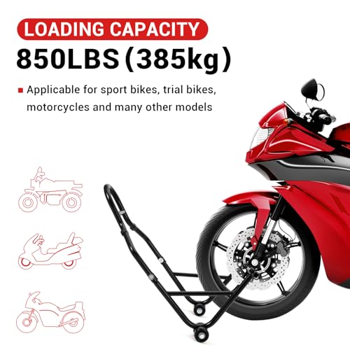 Motorcycle Stand Lift, 850lbs Front Rear Combo Stand Lift Stand, Front Wheel Fork Stand, Rear U+L Fork Swingarm Spool Stand, Universal Motorcycle Paddock Stand Wheel Lift Stand