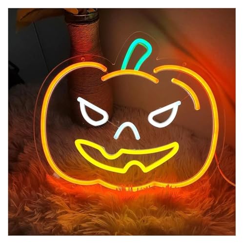 Enseigne au néon citrouille pour chambre et décoration d'Halloween lumineuse