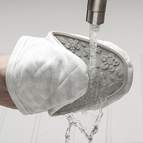 Zeal V124S Silicone & Cotton Mini Mitt Pot Holder Gingham, Cotton, French Grey, 17.5 x 13.5 x 2.5 cm