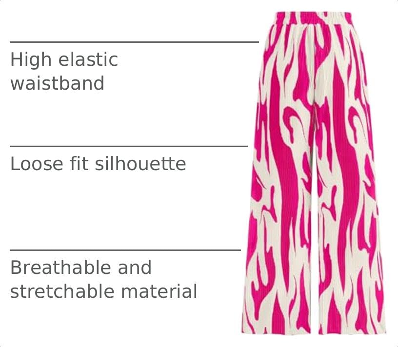Image of PRETTYGARDEN Womens Pants Dressy Casual Wide Leg Graphic Print Lounge Pants Women Comfy High Waist Pleated Palazzo Pants